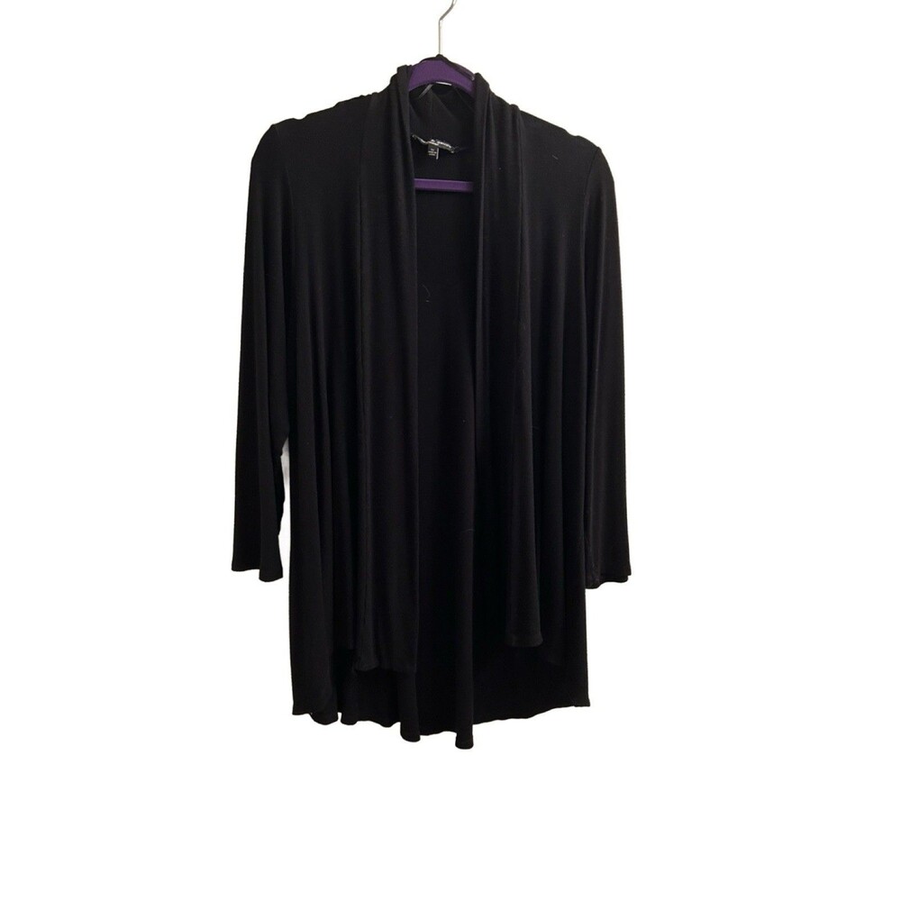 Cable & Gauge Black Viscose Knit Open-Front Cardigan Size 1X Career Office READ
